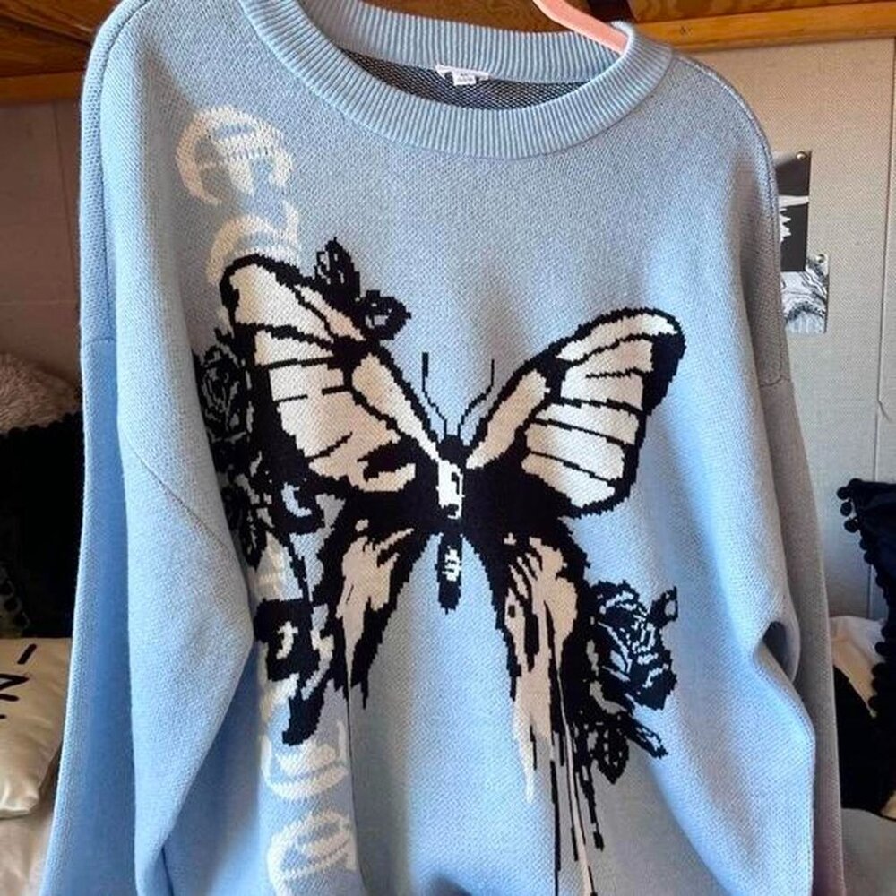 garage blue butterfly sweater